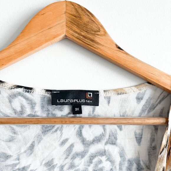 Laura Plus Women Wrap Top Animal Print Short Sleeve Plus Size 3X - Picture 3 of 6